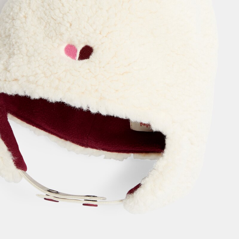 Bonnet bébé fille sherpa à oreilles Catimini Blanc