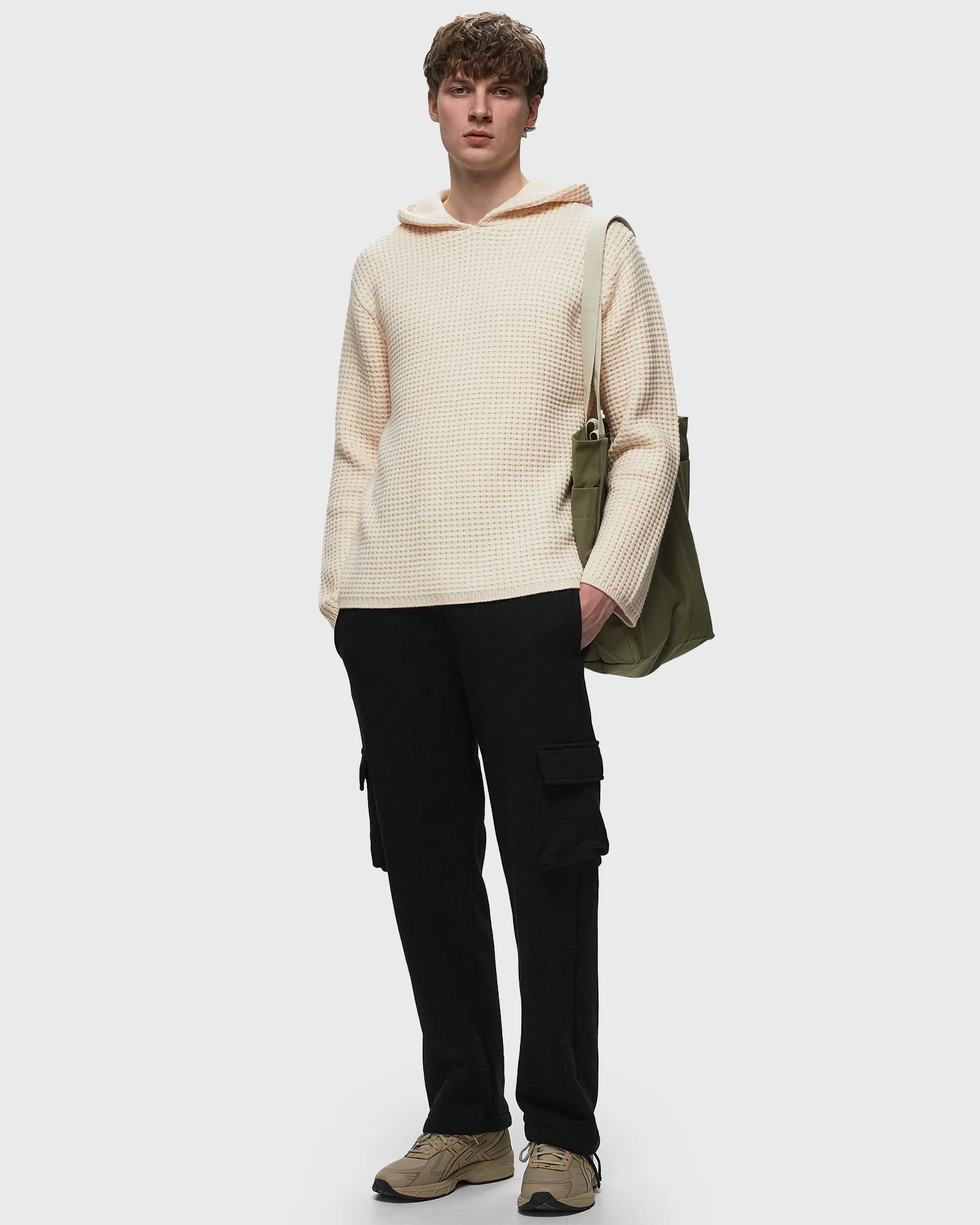 John Elliott WOOL WAFFLE KNIT PONCHO