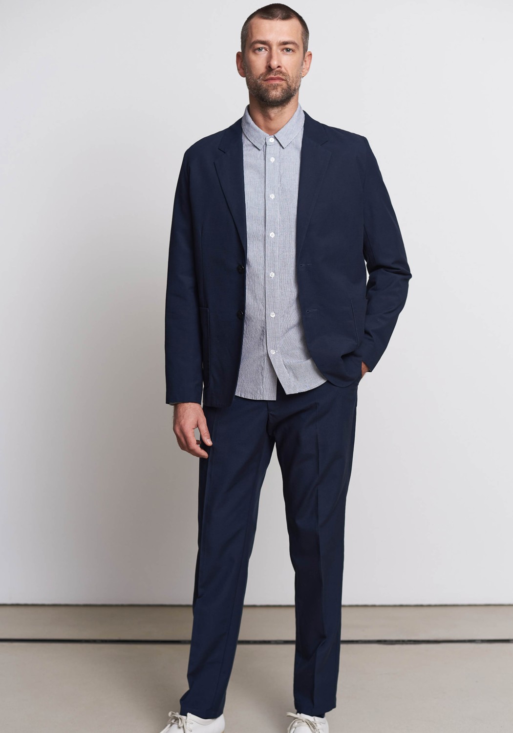 About Companions Blazer Enver Navy Tencel