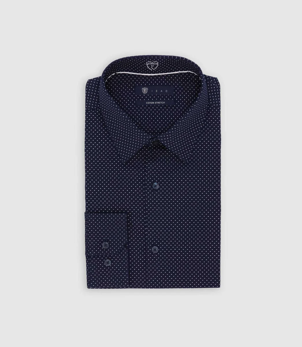 Chemise ville à motifs marine
