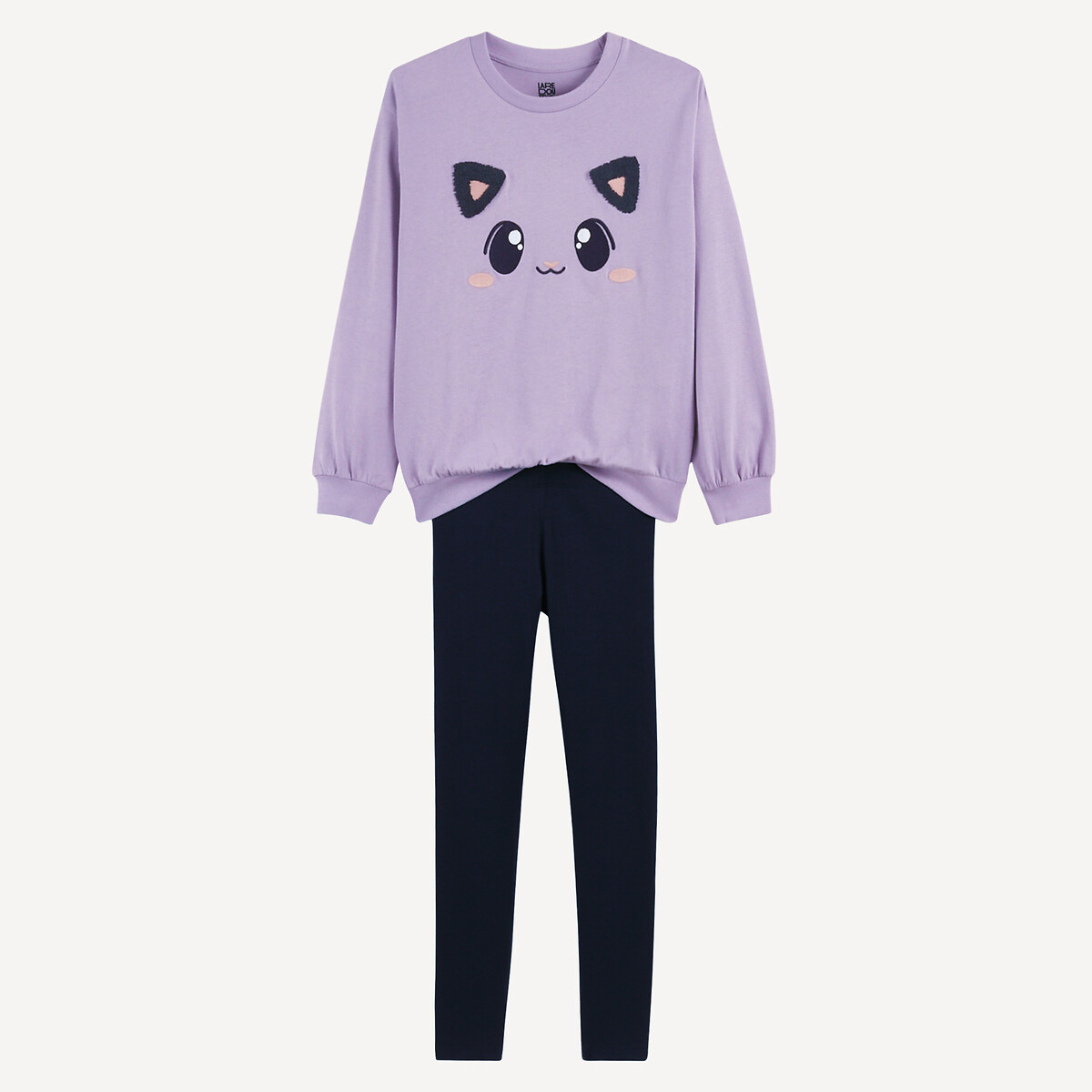 COLEÇÕES LA REDOUTE<br>Pijama de manga comprida em malha de algodão