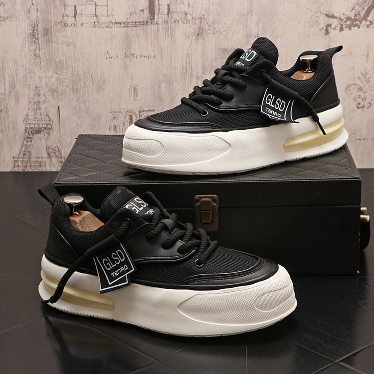 Mr Ozera - Platform Plain Lace Up Sneakers