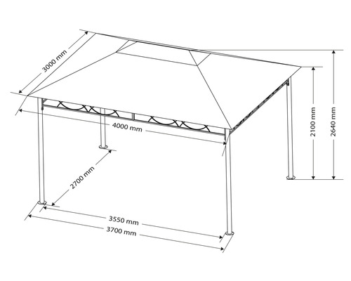 Plug-in partytent 3x4x2,7 m polyester beige