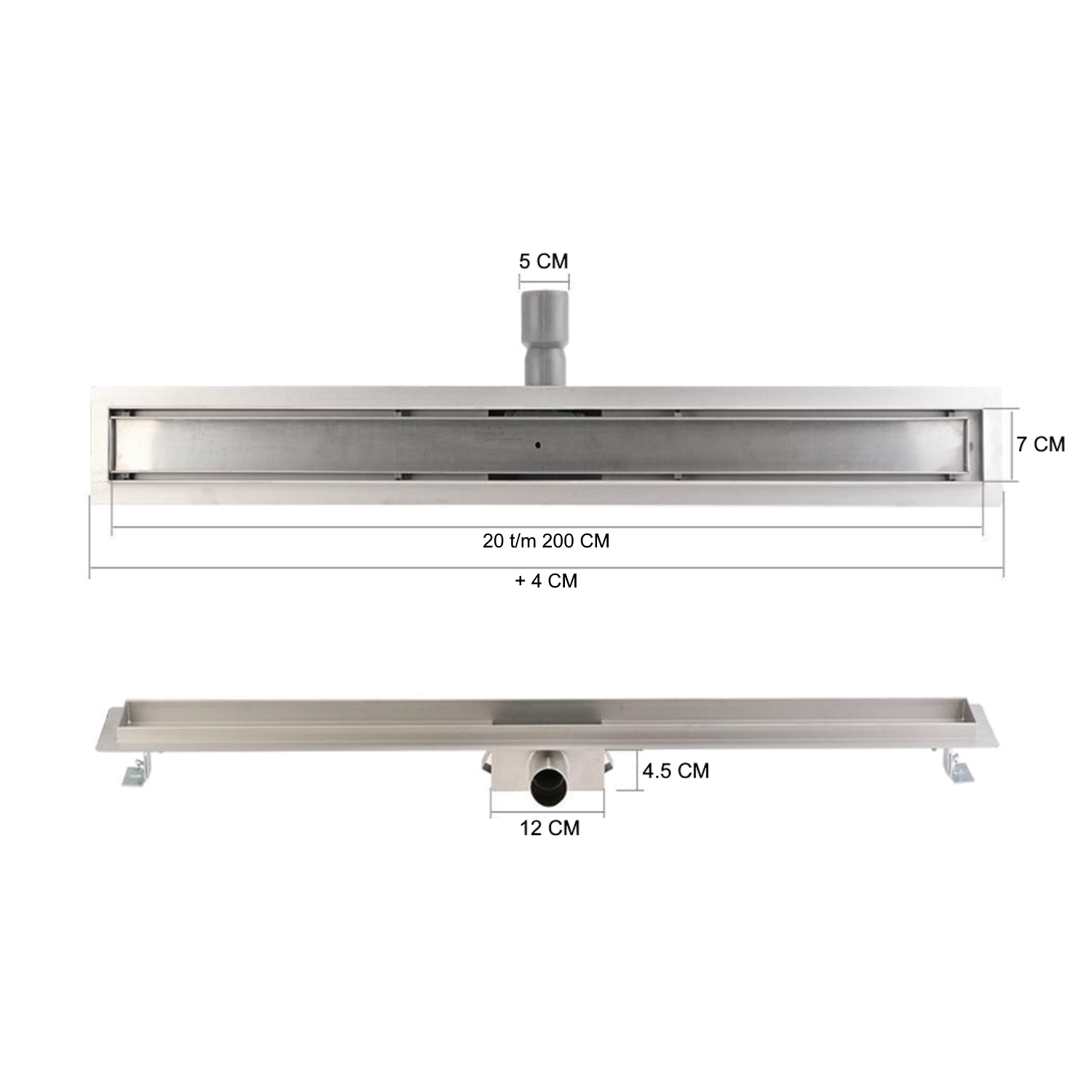 Mueller Black RVS douchegoot 110cm met uitneembaar sifon mat zwart