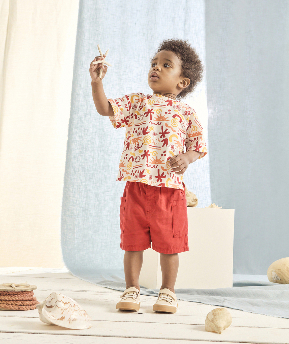 bermuda cargo bébé garçon en viscose responsable rouge
