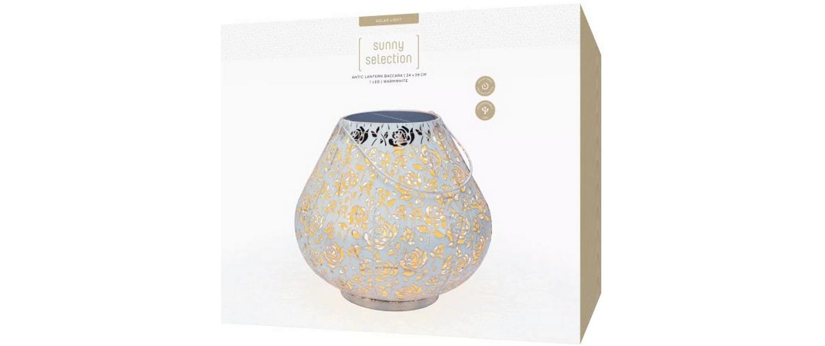 Laterne Solar Antic Baccara, 24 cm, WhiteSolarleuchte zum Aufstellen oder Aufhängen