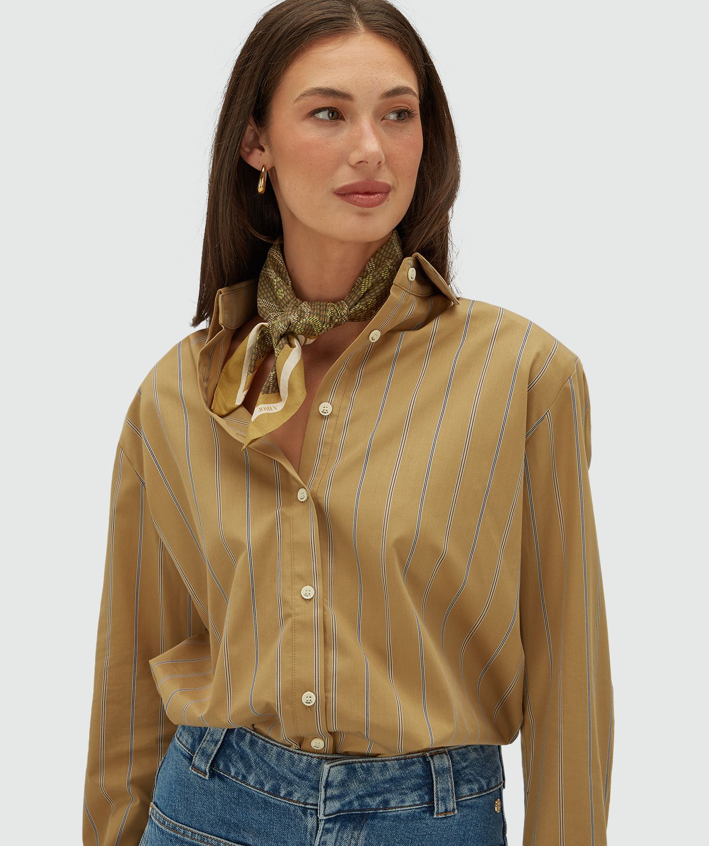 JV-BRYCE sjaal met logoprint - brown olive green