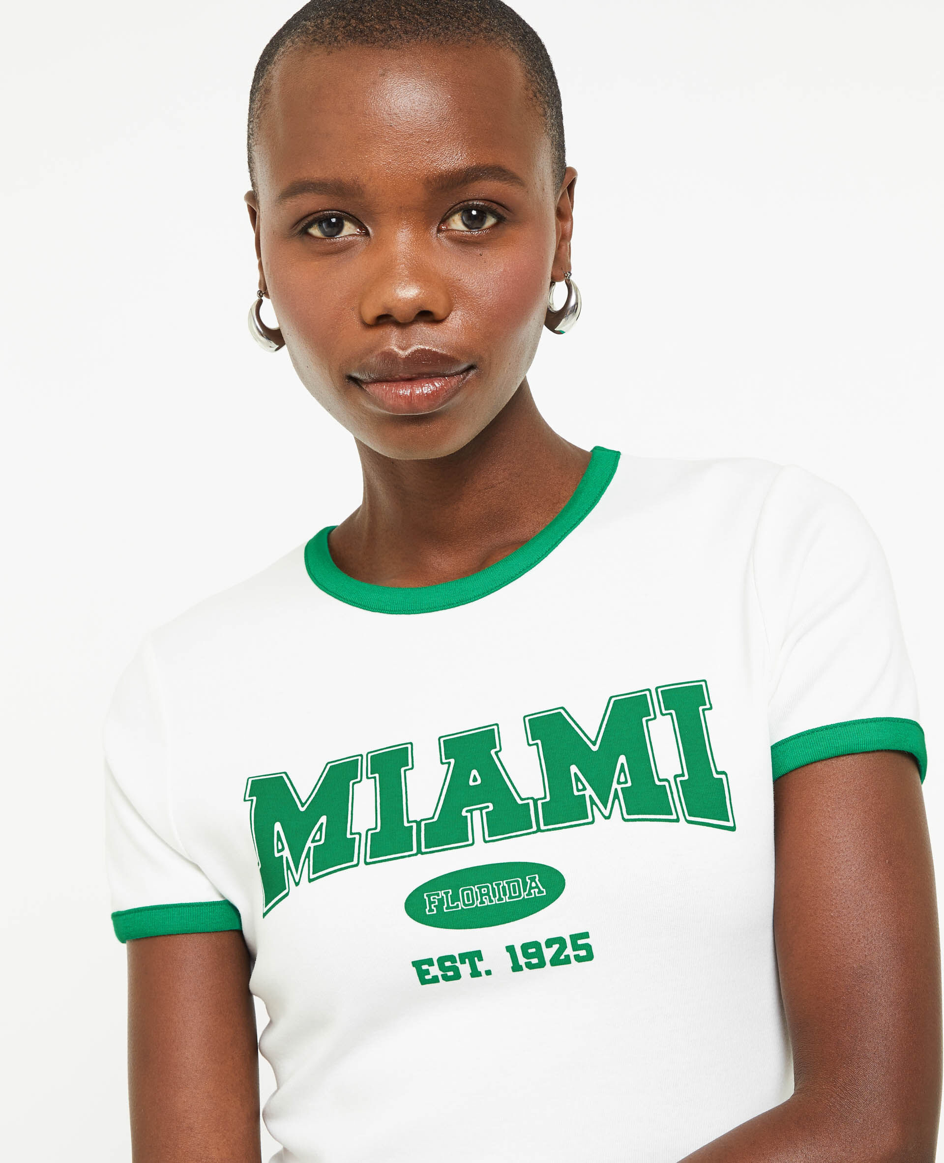 T-shirt manches courtes avec bords contrastés - Blanc