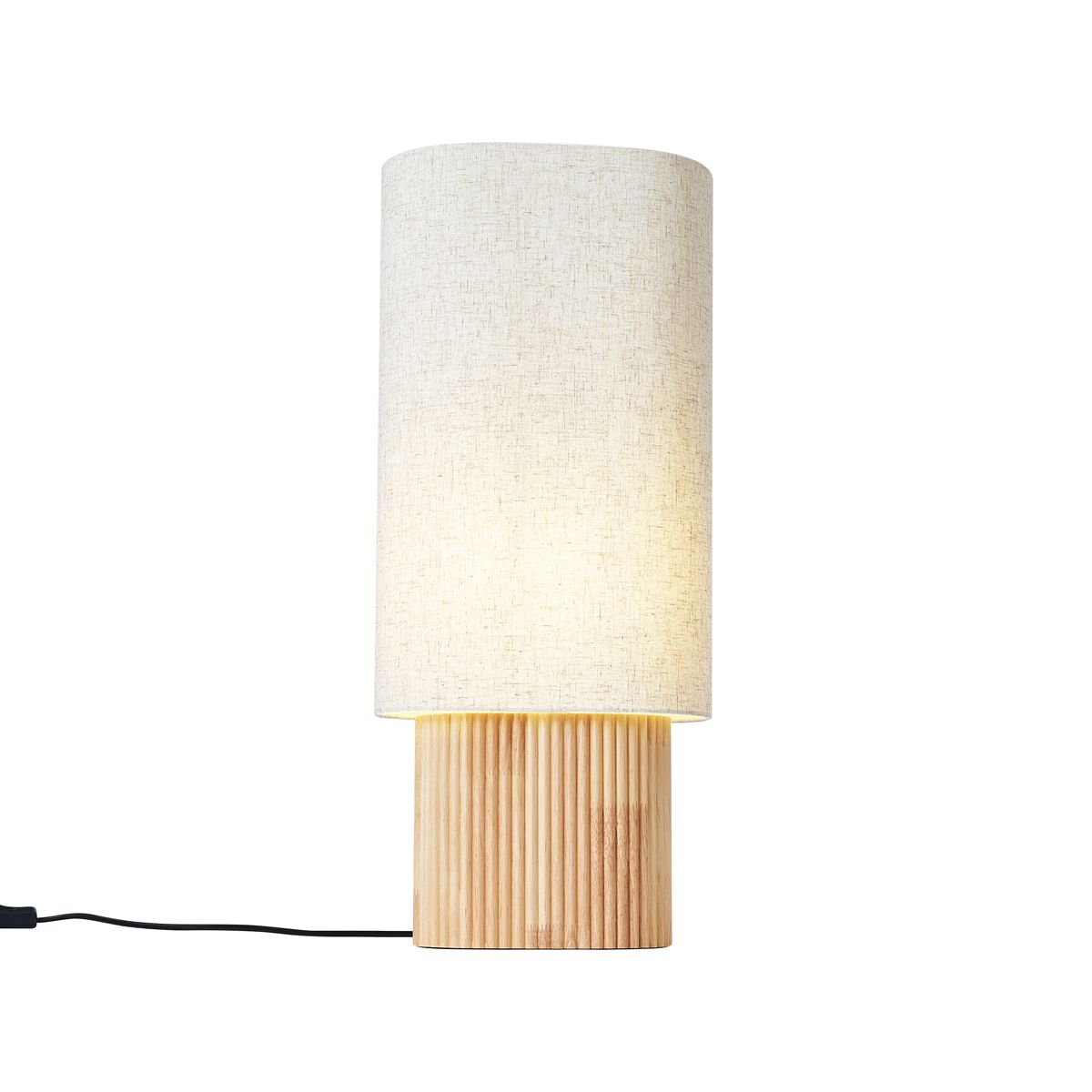 Japandi vloerlamp hout met linnen kap 70cm - Lamel