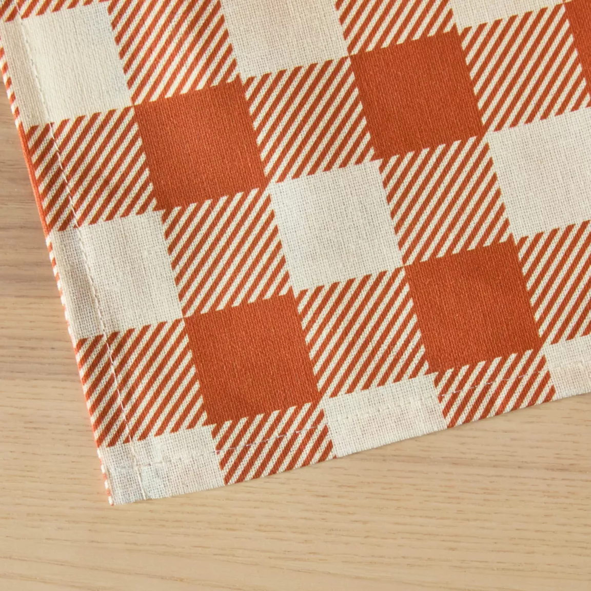Nappe rectangulaire coton enduit (150 x 250 cm) Vichy Terracotta