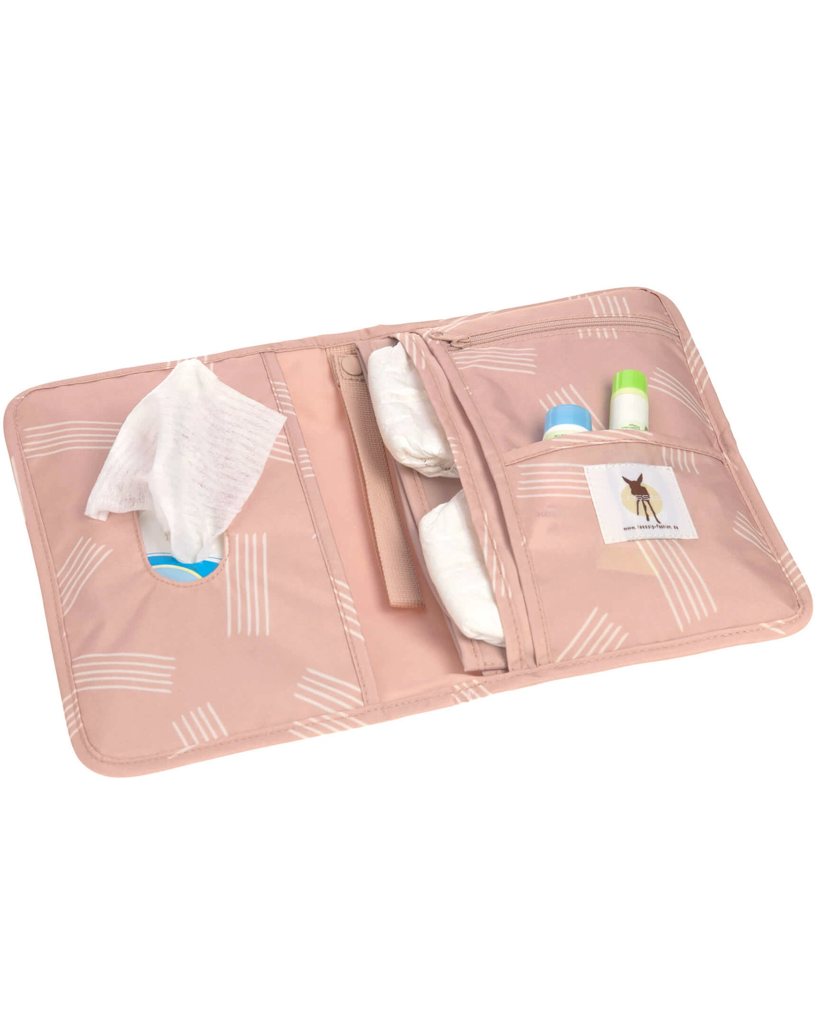 Windeltasche CHANGING PAD - SOFT STRIPES in rose