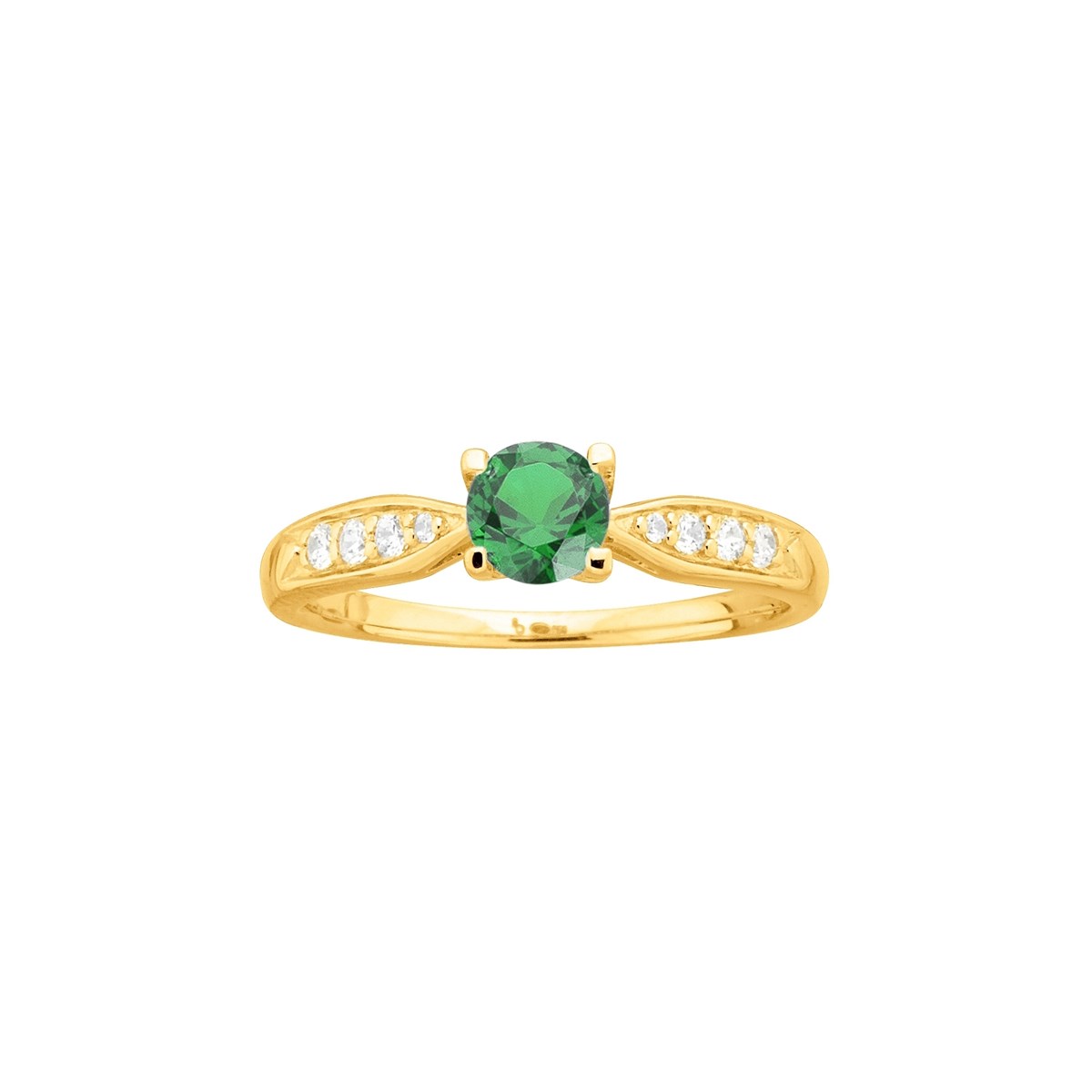 Bague en Plaqué Or avec oxyde de zirconium vert emeraude