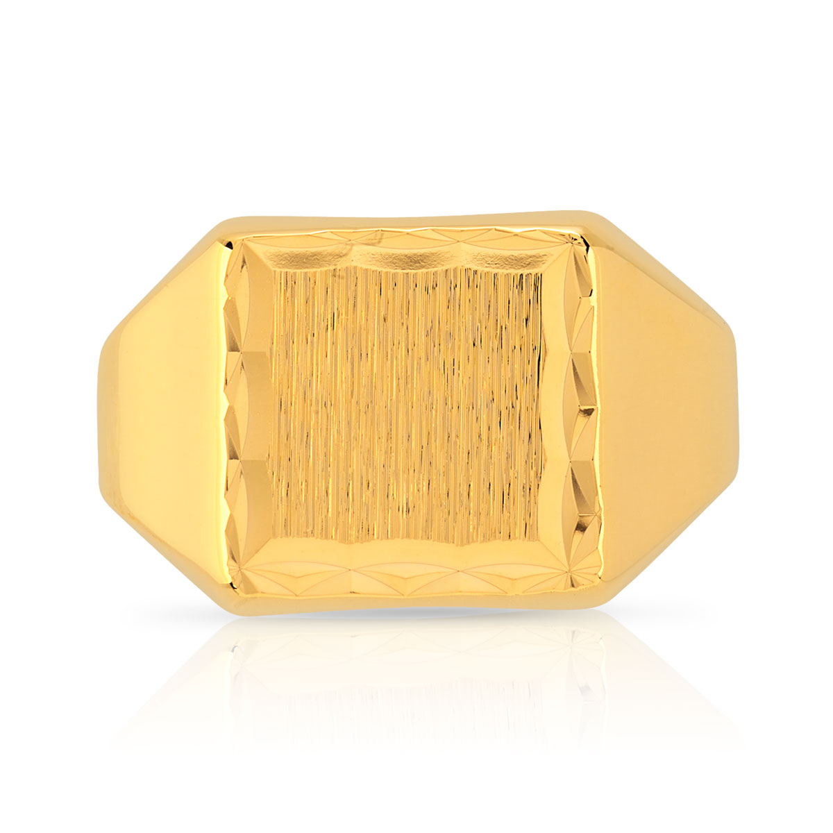 Chevalière plaqué or carrée écusson diamanté