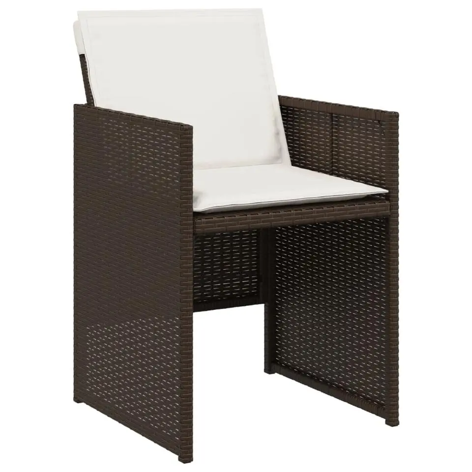 vidaXL - 5-delige Tuinset met wit kussens - Bruin - PE rattan - 110x106 cm