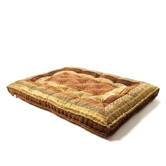 Großes Bodenkissen im Bollywoodstil, braun, gold, B 150 cm, L 100 cm, H 10 cm von fischer's lagerhaus