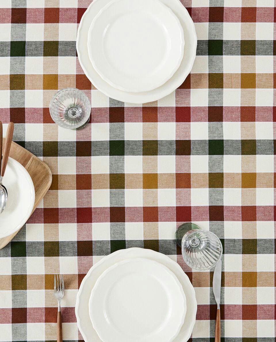 TOALHA DE MESA XADREZ COM FIOS TINGIDOS