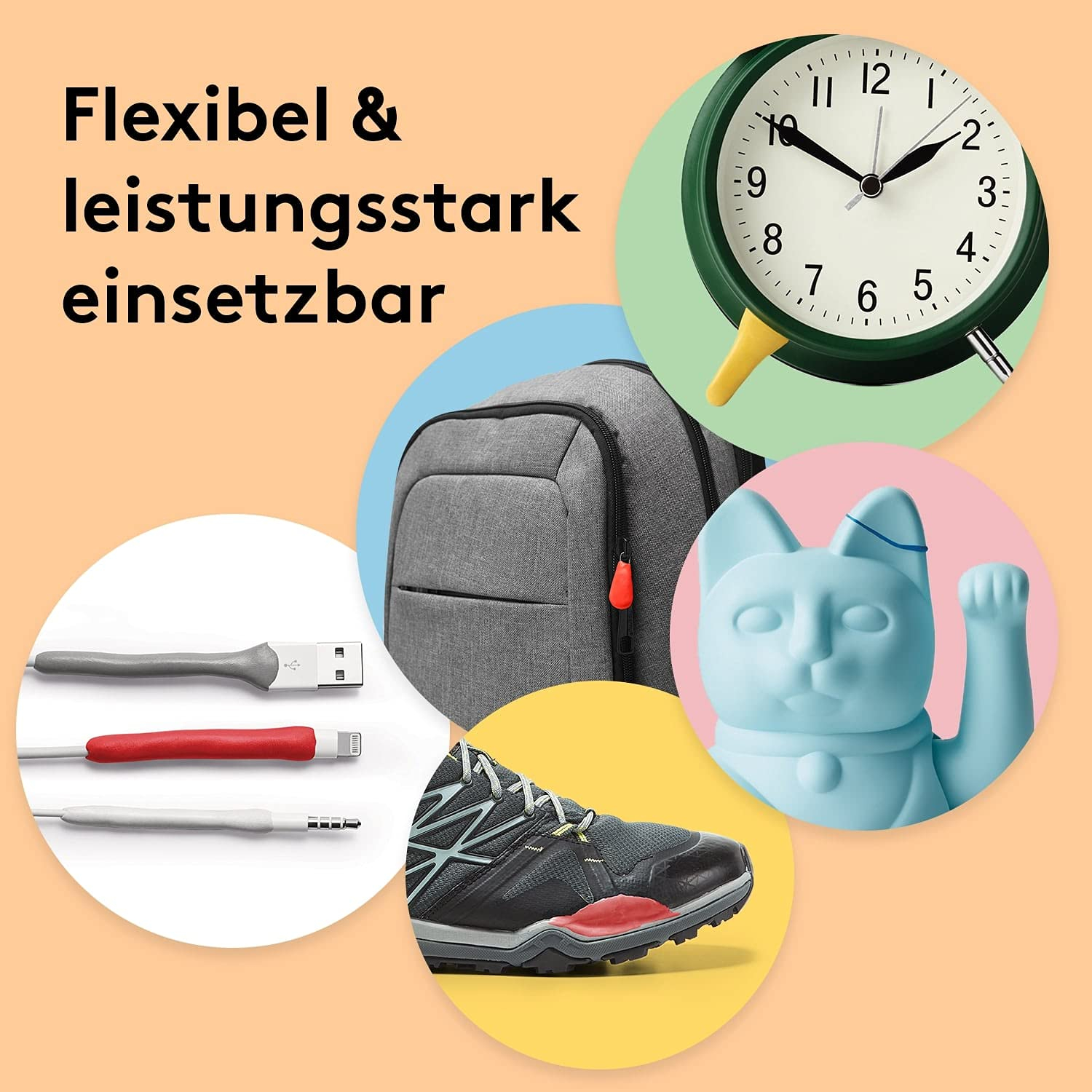 (8er Set) Sugru Formbarer Allzweckkleber DIY Klebeknete Knetbarer Alleskleber (41285-00001-02) - Natürliche Farben