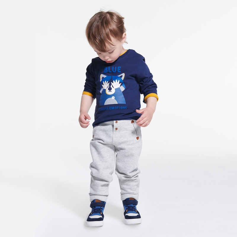 Jogpant molleton coton bio couleur gris bébé garçon