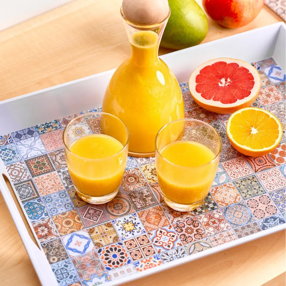 Zeller Dienblad - met mozaiekprint - melamine - 50 x 35 cm