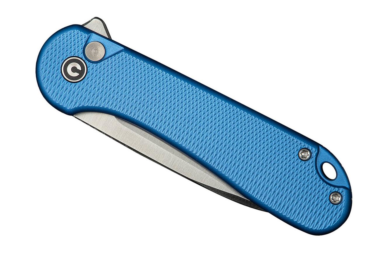 Civivi Elementum II Button Lock C18062PD-2 Satin Nitro-V, Diamond Patterned Blue Aluminum, zakmes