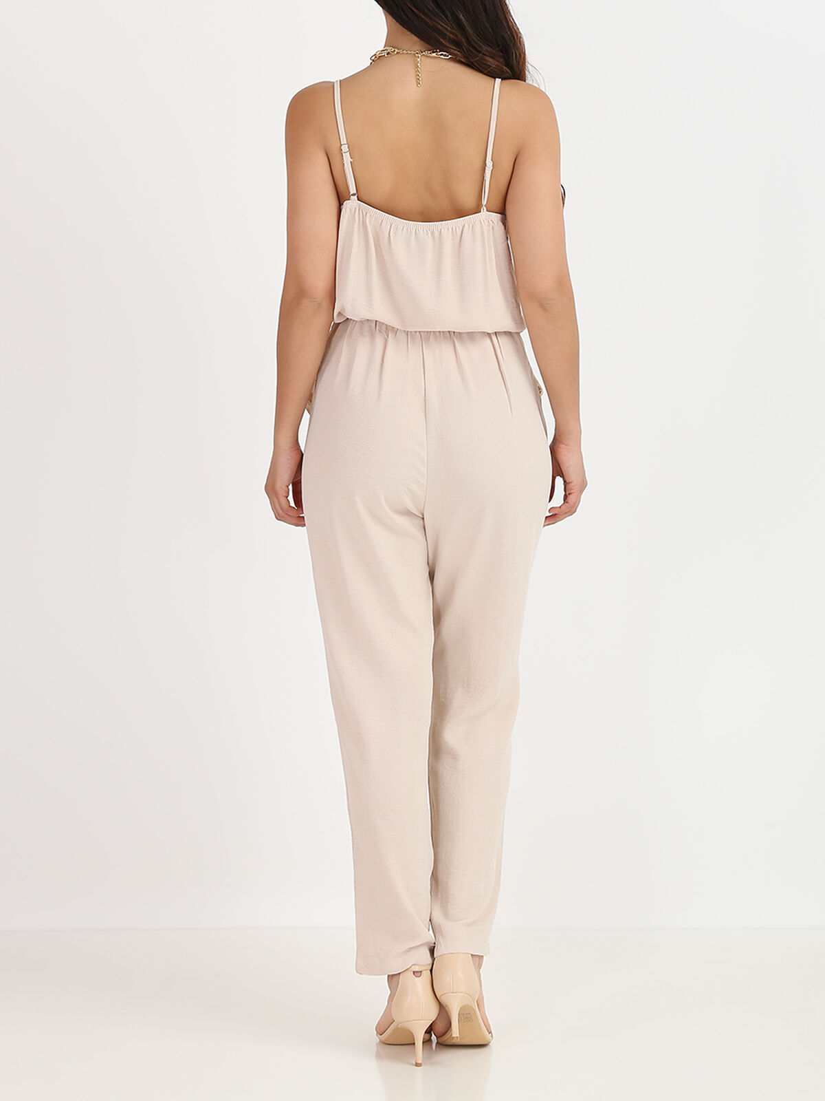 Combinaison à décolleté en dentelle- Beige