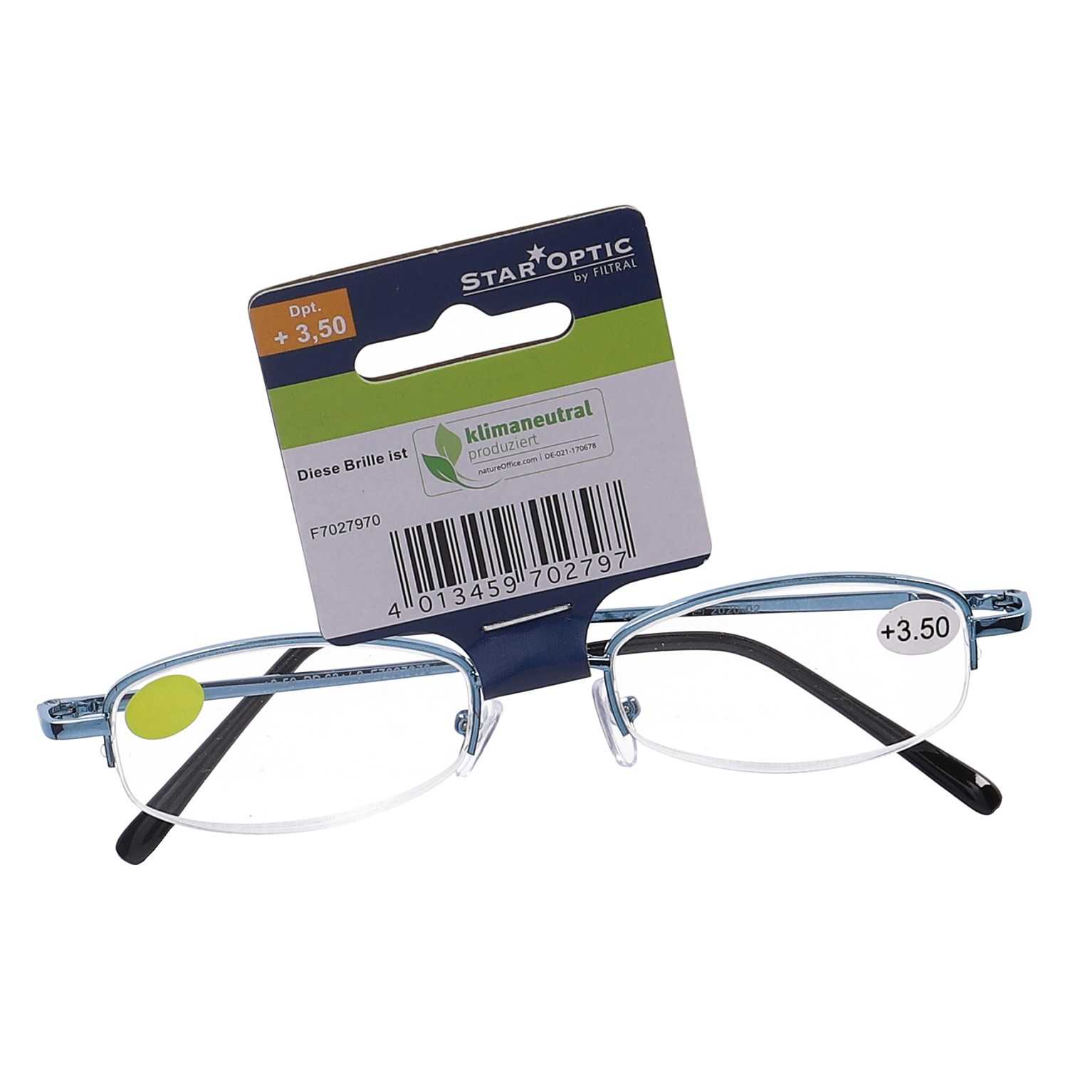 Star Optic Lesehilfe MD3 aus Metall +3,5 Dioptrien hellblau