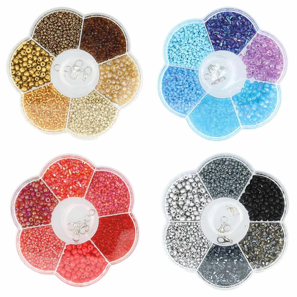 Perles en plastique 520 g - rouge, noir, bleu, marron