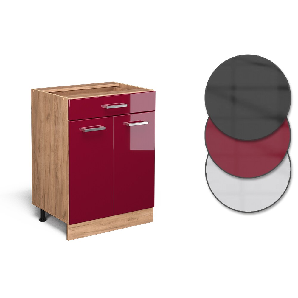 Vicco Schubunterschrank Küchenschrank Küchenzeile R-Line 60 cm Goldkraft Bordeaux