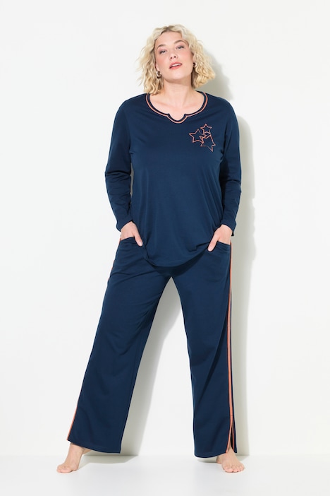Pyjama, Sterne, Tunika-Ausschnitt, Langarm