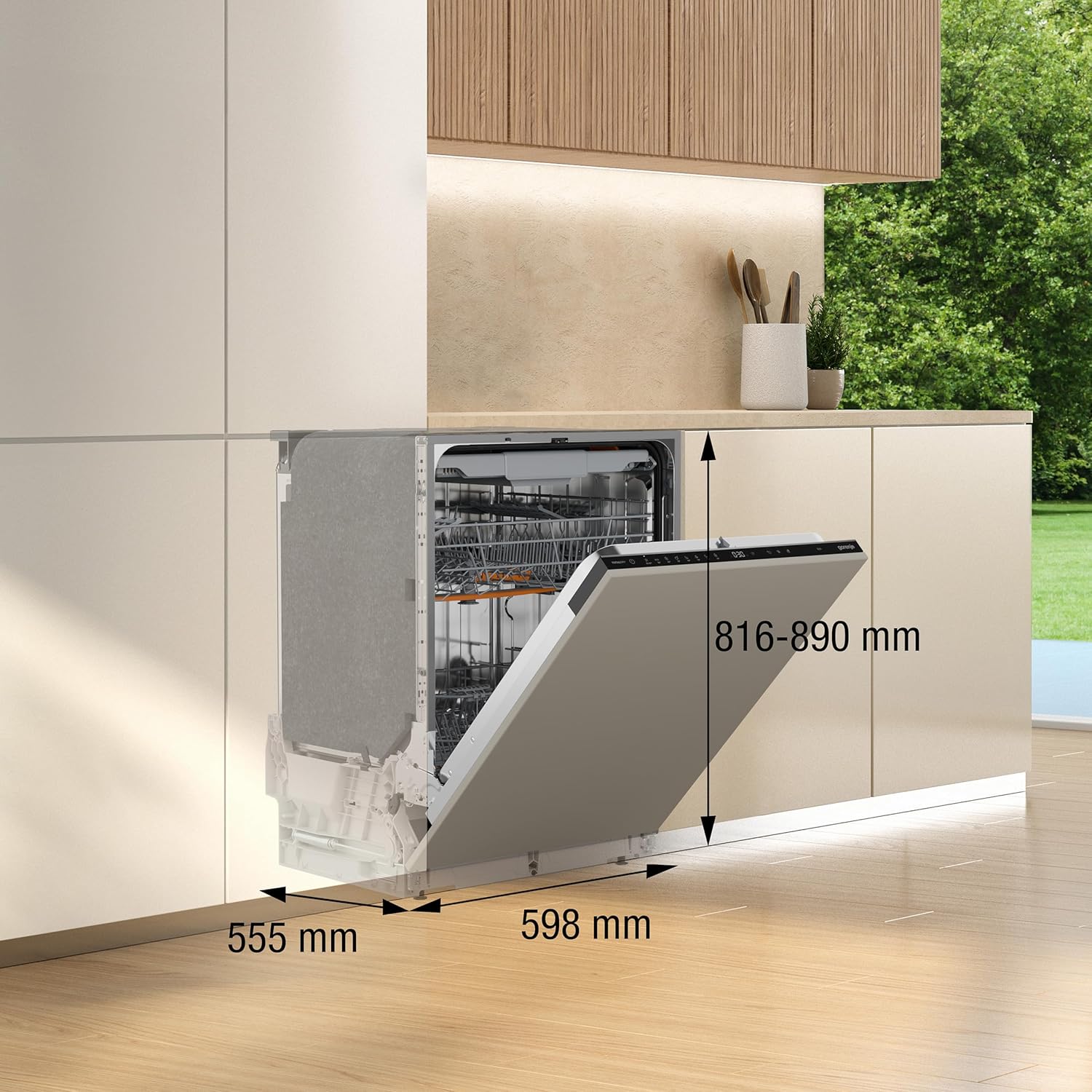 Gorenje GV663D65 Geschirrspüler/Einbaugerät FRONT NICHT ENTHALTEN/EU Made /60 breite /16 Maßgedecke/8 Programme/TotalDry/Nacht Programm/Status LED Licht/EEK: D/Einbaumaße (HxBxT): 82 x 60 x 55,5cm