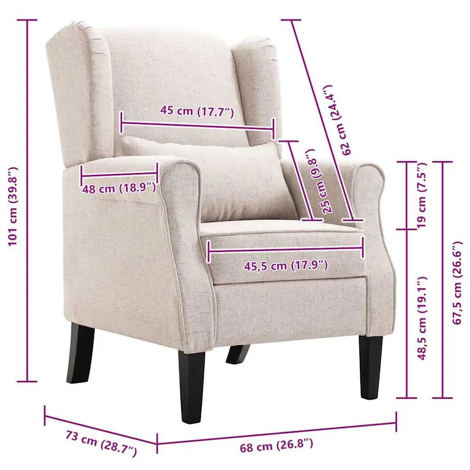 VIDAXL Fauteuil stof beige