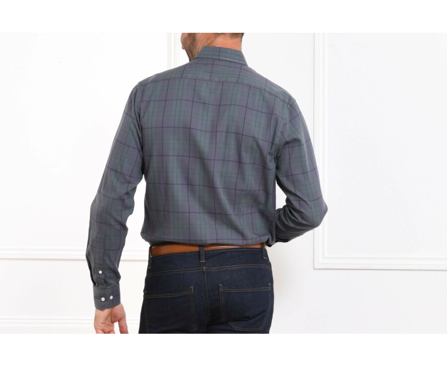 Chemise grise à carreaux - Poche poitrine - DORIAN