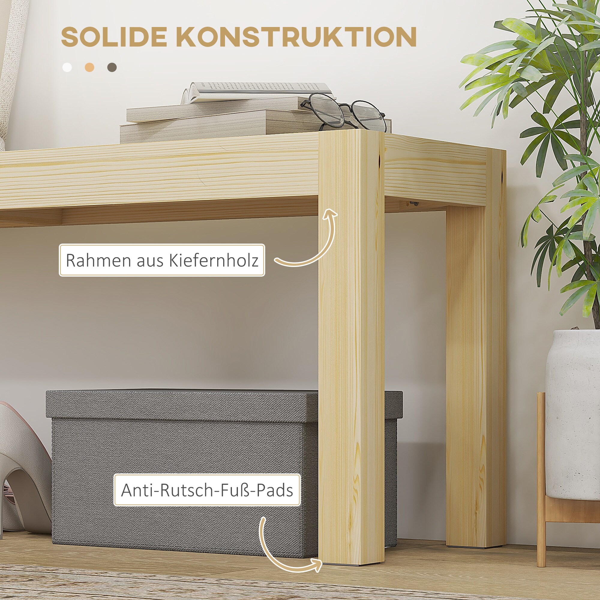 HOMCOM Sitzbank mit rutschfesten Fußpads natur 120L x 33B x 45H cm