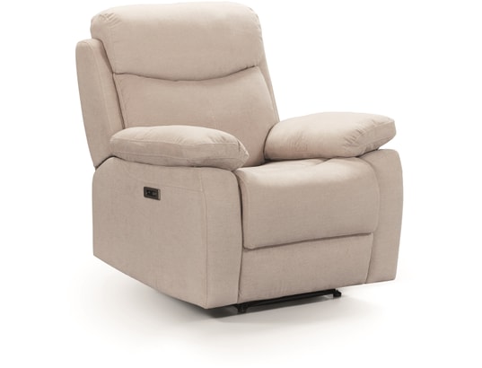 CONCEPT1 - Salon tissu Mallorca crème 3 places électrique + fauteuil elec