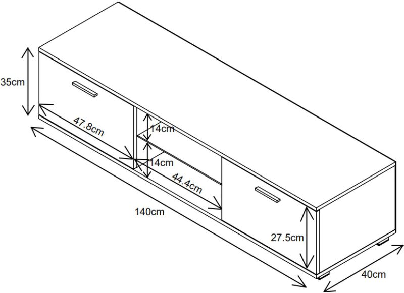 TV-meubel - Wit - 140 cm breed - Dressoir met LED Verlichting