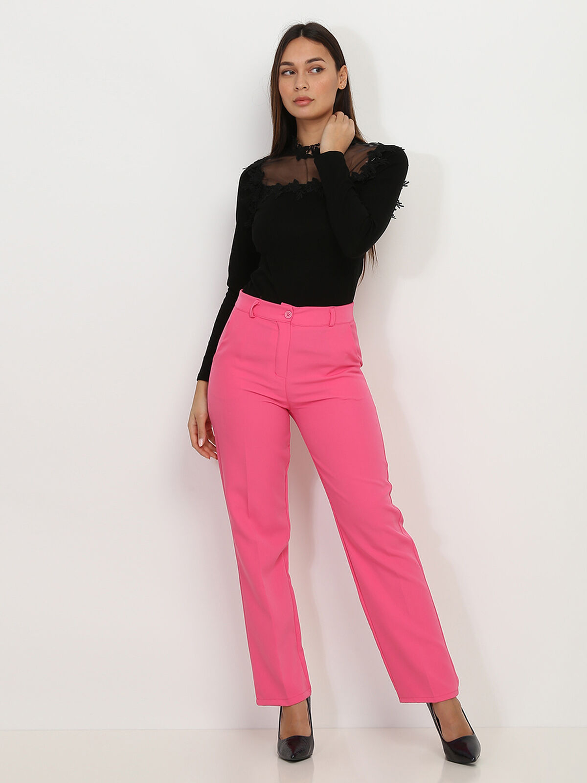 Pantalon classique droit- Fuchsia