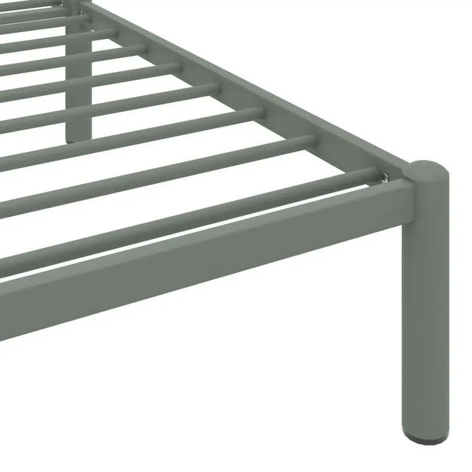 vidaXL - Bed frame met hoofdeinde - Grijs - Metaal - 90x200 cm