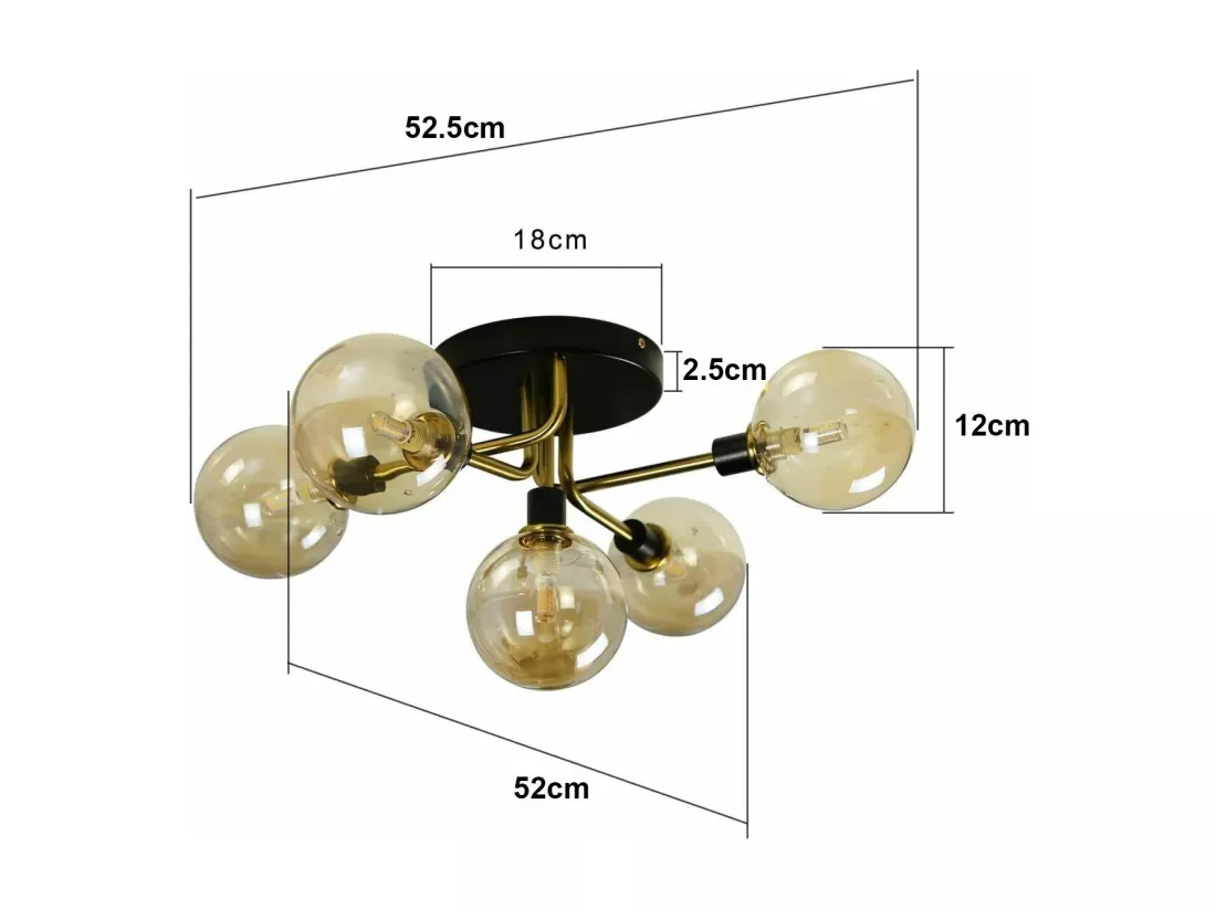 NETTLIFE Plafonnier LED Salon Chambre avec 5 Ampoules Boules de Verre G9 Salon Chambre Lumière Intérieur Lustre Lampe Salle à Manger