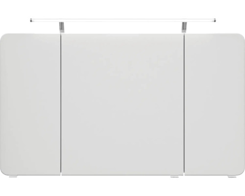 3-delige badkamermeubelset Pelipal xpressline 4005 BxHxD 120 x 200 x 49,1 cm, fronten hoogglans wit, met witte glazen wastafel en glazen wastafelmeubel, wastafelkast, spiegelkast met LED-verlichting, verchroomde grepen, 992.1200111 9921200111