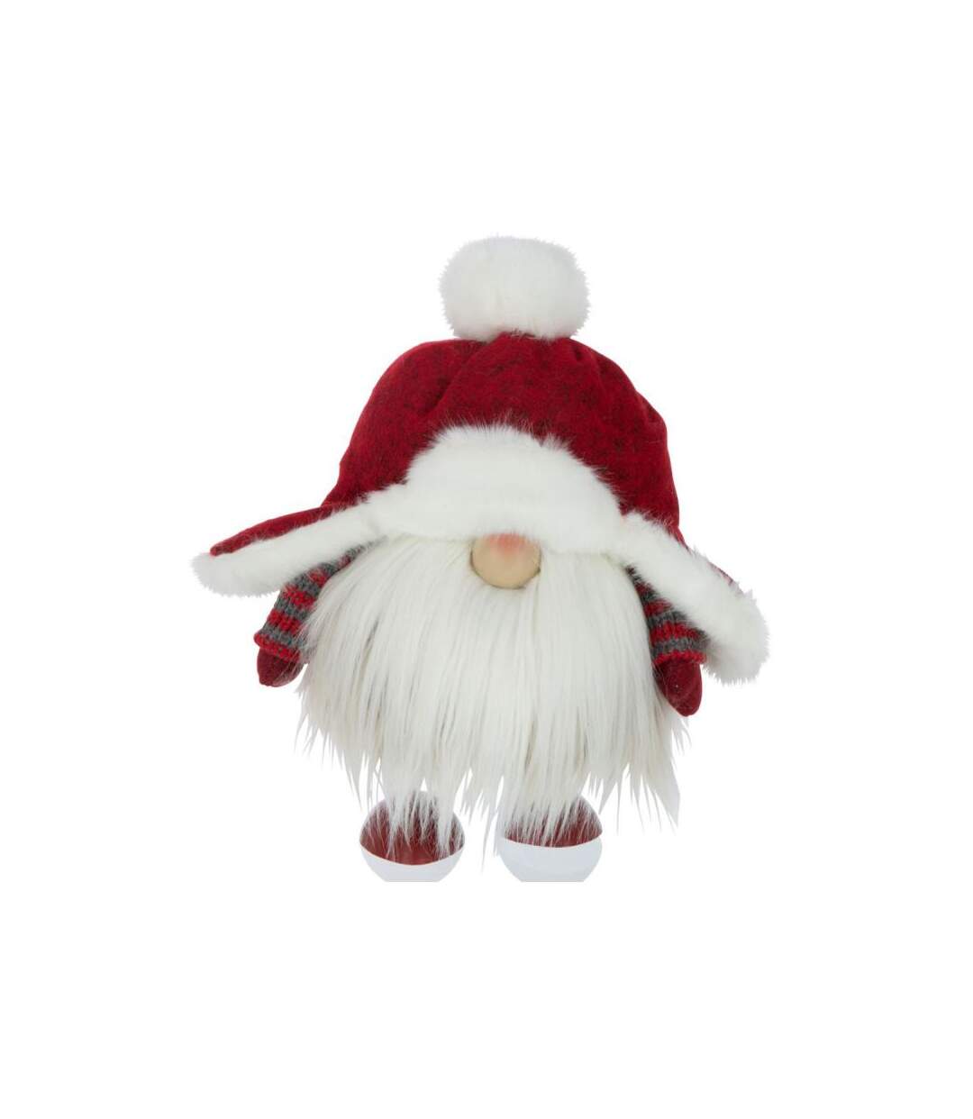 Paris Prix - Statuette Déco Père Noël bonnet 29cm Rouge