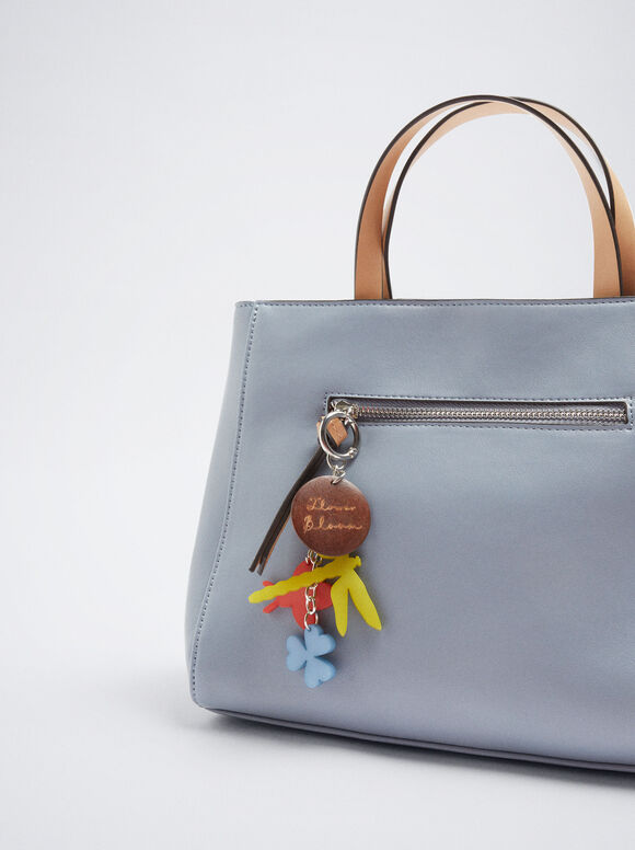 Bolsa tote com pingente - Azul