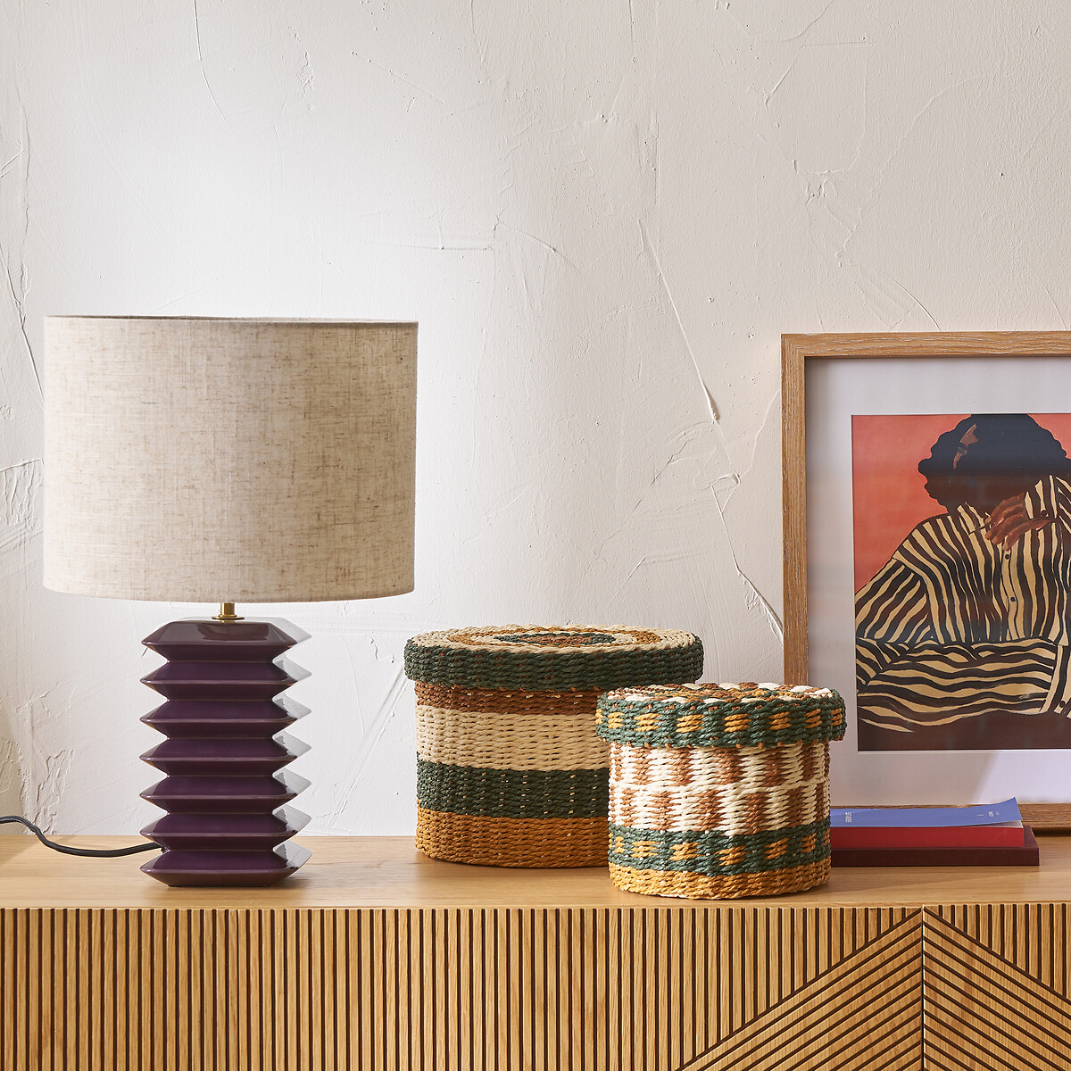LA REDOUTE INTERIEURS<br>Candeeiro de mesa em cerâmica e linho, Remilo