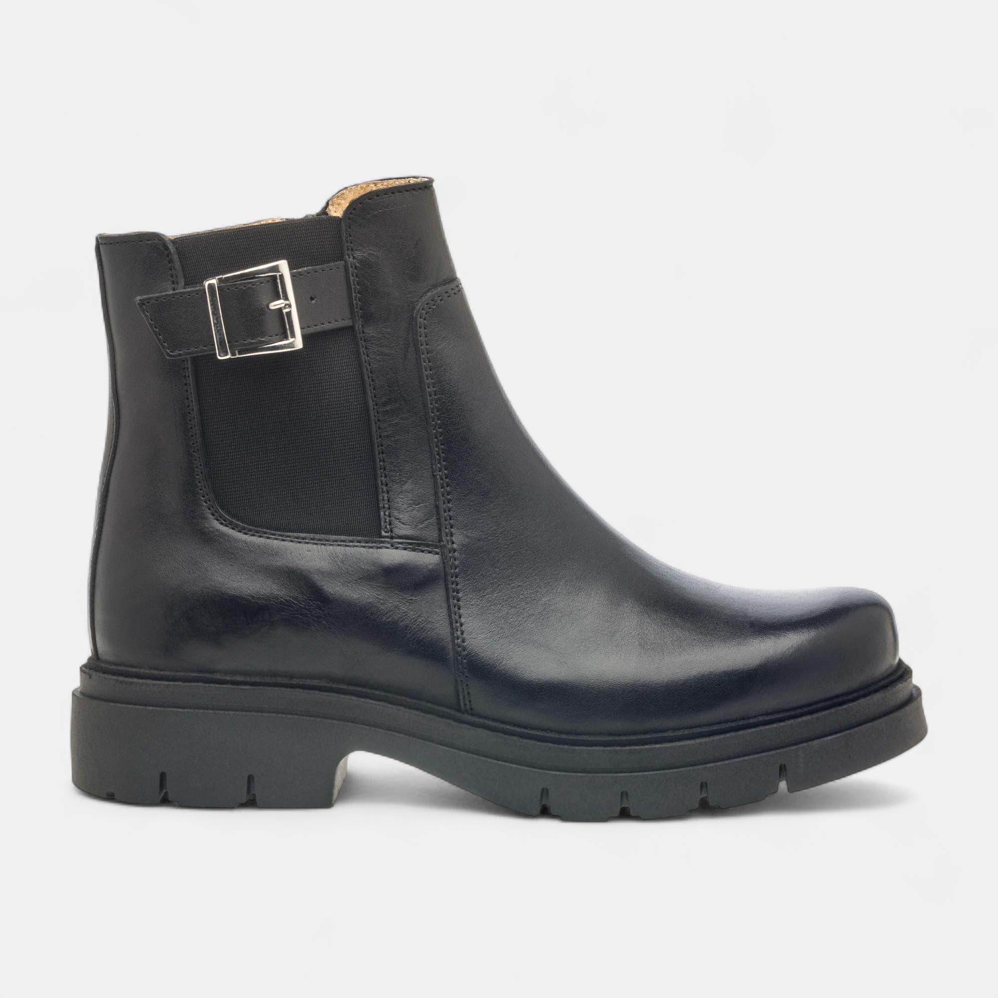 Boots Femme en cuir noir