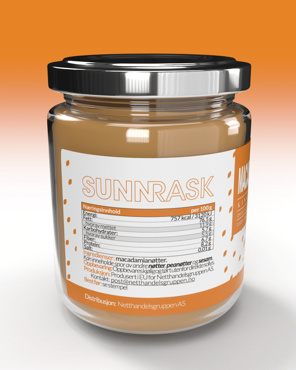 SunnRask Macadamiasmør 3x250g - TREPAKNING!