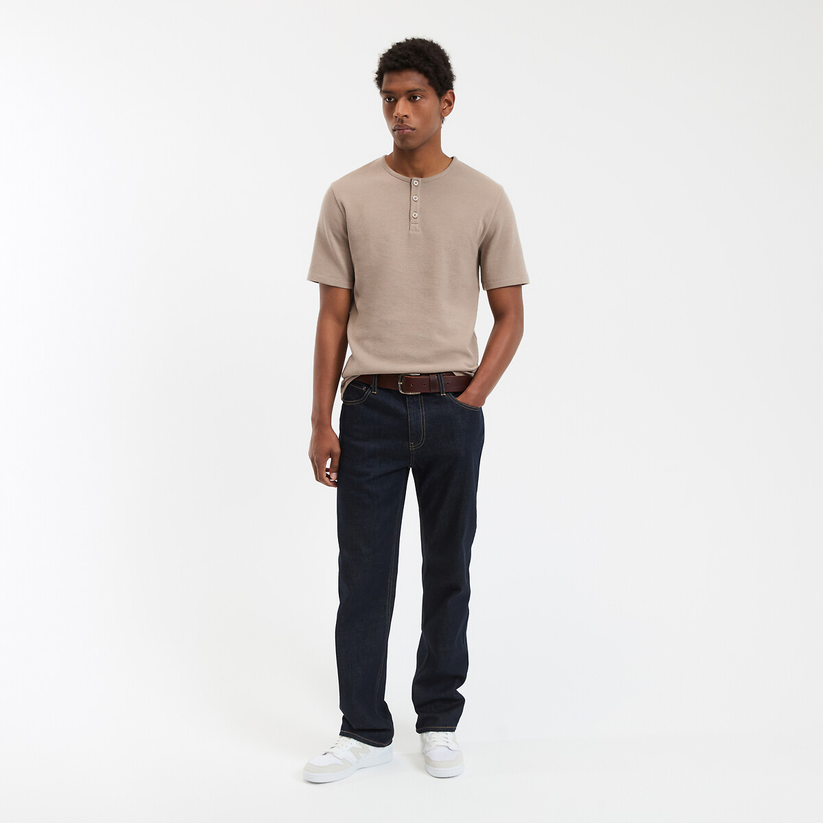 COLEÇÃO LA REDOUTE<br>Camiseta com gola túnica e mangas curtas