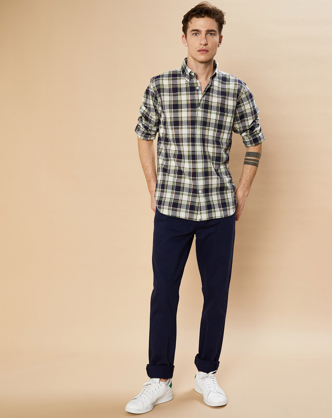 Hartford Chemise Regular Pitt marine/vert madras