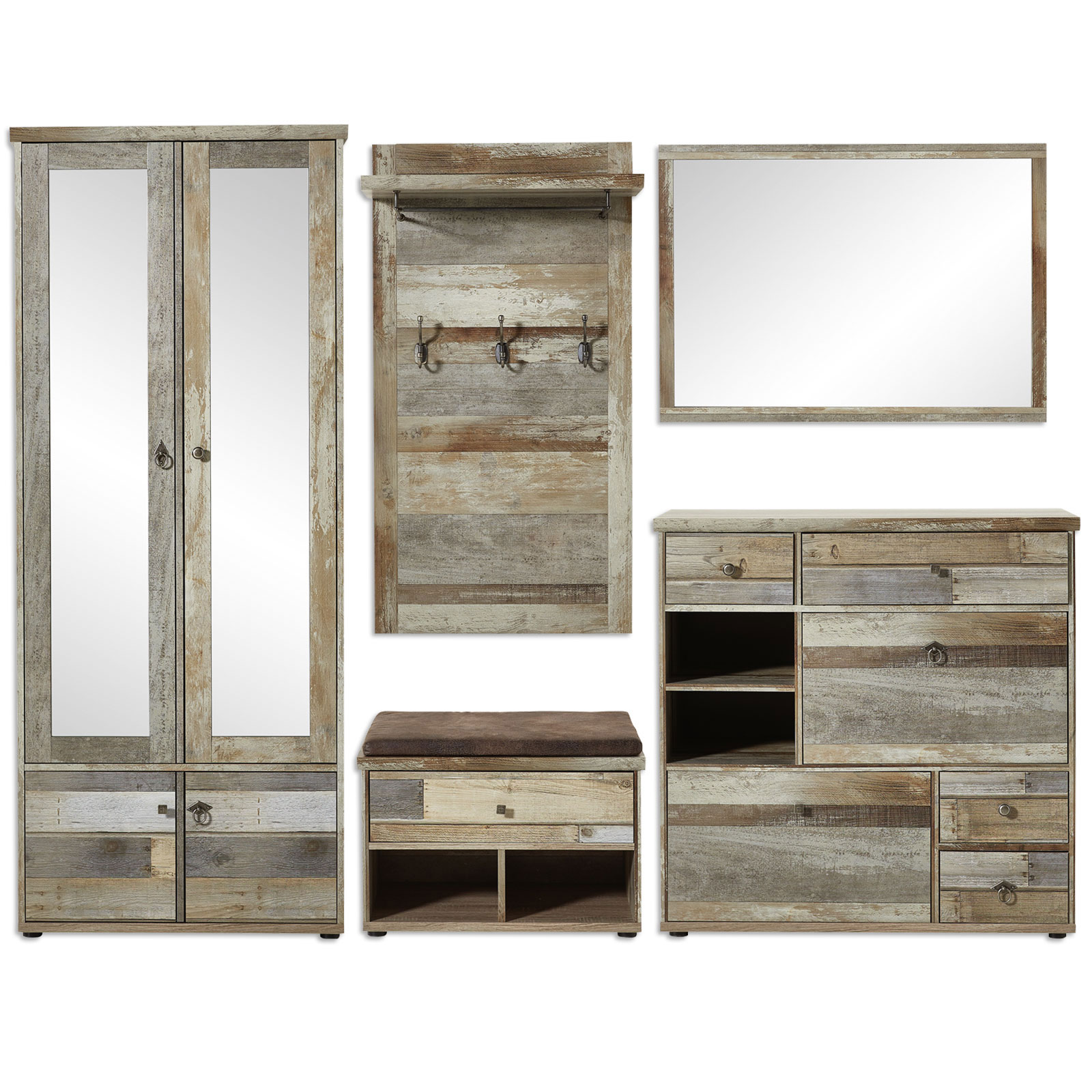 5-teiliges Garderoben-Set - Driftwood