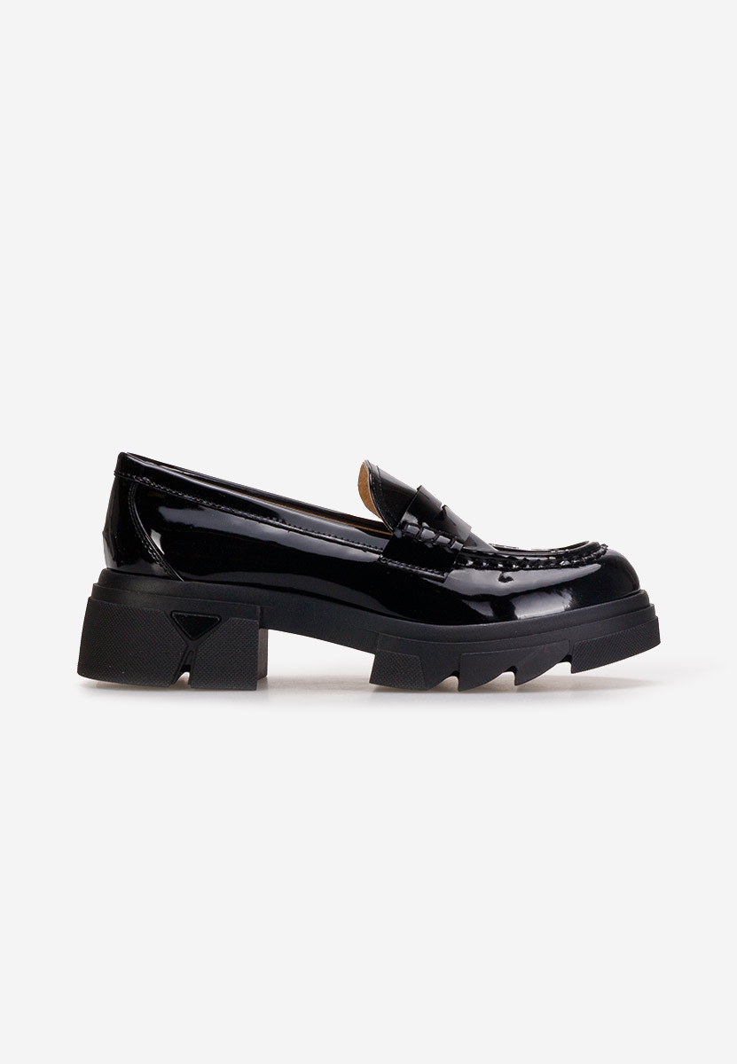 Mocassins femme à semelle épaisse noirs Lerina