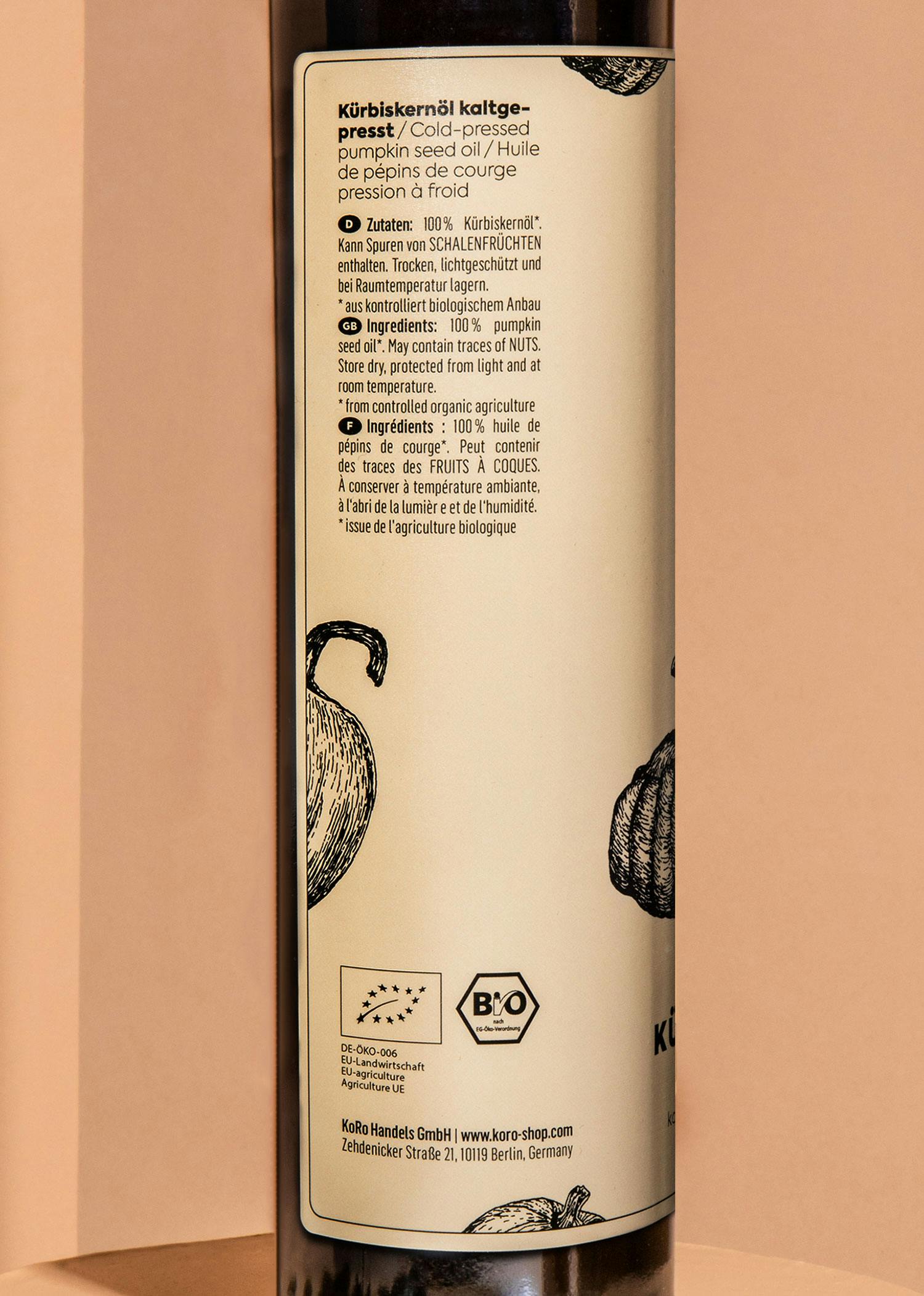 Ungeröstetes Bio Kürbiskernöl 500 ml