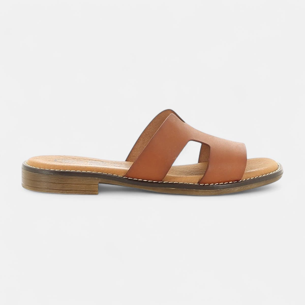 Mules Femme en cuir cognac